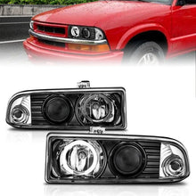 Load image into Gallery viewer, ANZO 1998-2005 Chevrolet S-10 Projector Headlights w/ Halo Black - Side View