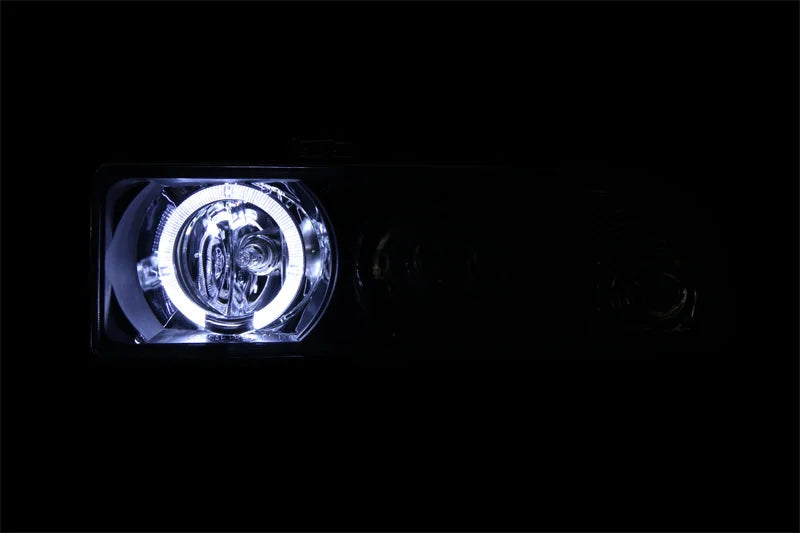 ANZO 1998-2005 Chevrolet S-10 Projector Headlights w/ Halo Black - Back View