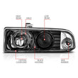 Load image into Gallery viewer, ANZO 1998-2005 Chevrolet S-10 Projector Headlights w/ Halo Black - Installation View