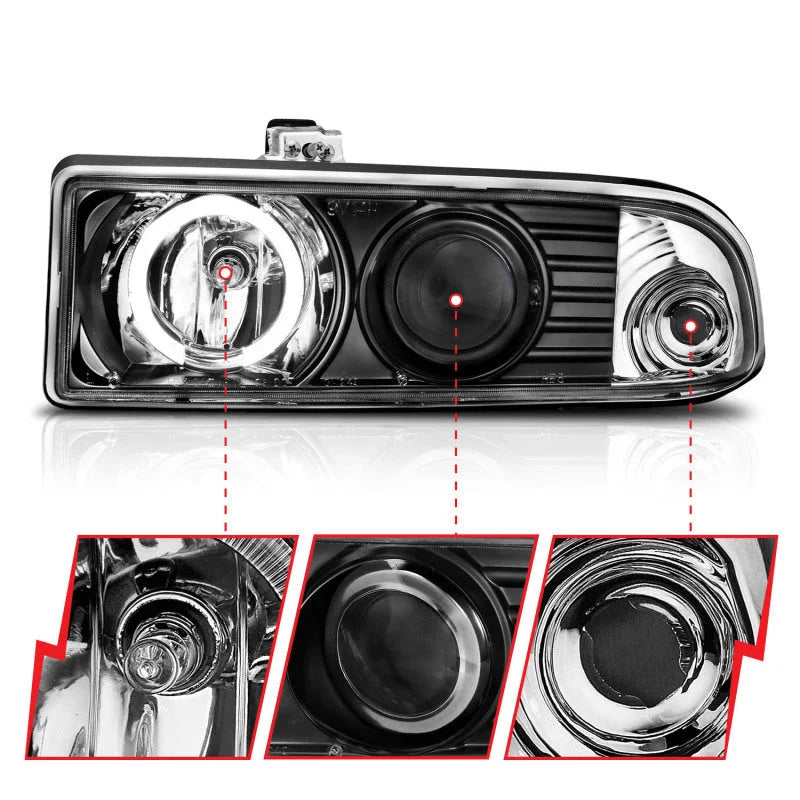 ANZO 1998-2005 Chevrolet S-10 Projector Headlights w/ Halo Black - Additional View 5