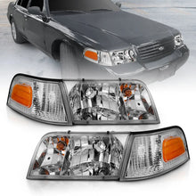 Load image into Gallery viewer, ANZO 1998-2005 Ford Crown Victoria Crystal Headlight Chrome With Bumper Light (OE) - Main Product View