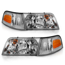 Load image into Gallery viewer, ANZO 1998-2005 Ford Crown Victoria Crystal Headlight Chrome With Bumper Light (OE) - Side View