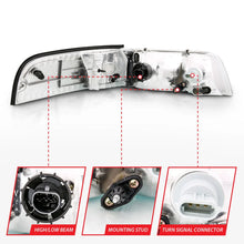 Load image into Gallery viewer, ANZO 1998-2005 Ford Crown Victoria Crystal Headlight Chrome With Bumper Light (OE) - Additional View 5