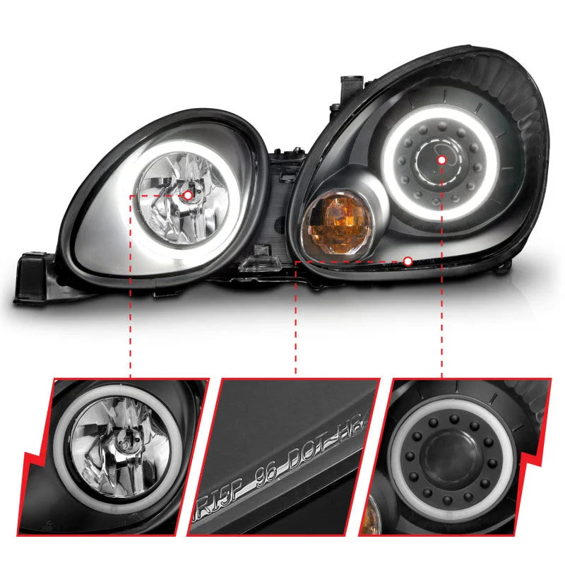 ANZO 1998-2005 Lexus Gs300 Projector Headlights w/ Halo Black - Additional View 5