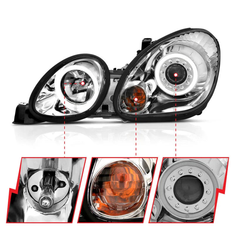 ANZO 1998-2005 Lexus Gs300 Projector Headlights w/ Halo Chrome - Installation View
