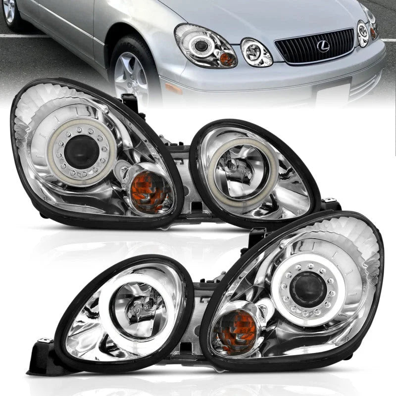 ANZO 1998-2005 Lexus Gs300 Projector Headlights w/ Halo Chrome - Additional View 6