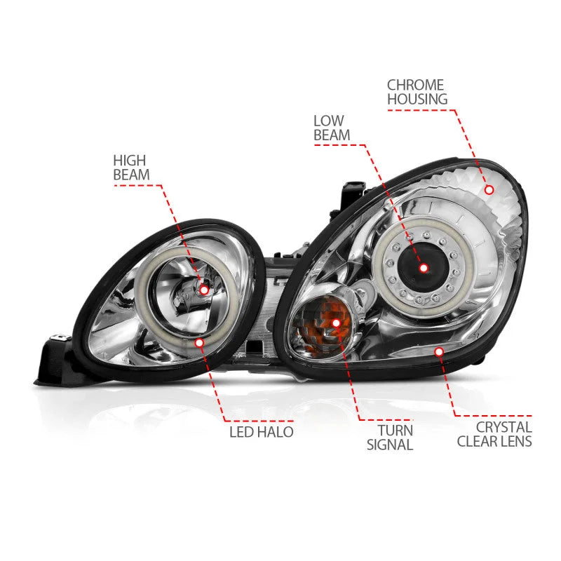 ANZO 1998-2005 Lexus Gs300 Projector Headlights w/ Halo Chrome - Additional View 9