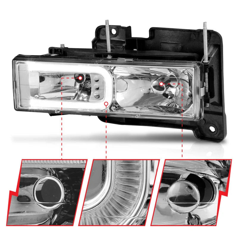 ANZO 1999-2000 Cadillac Escalade Crystal Headlights - Side View
