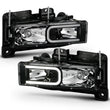 Load image into Gallery viewer, ANZO 1999-2000 Cadillac Escalade Crystal Headlights Light Bar Black Housing (Pair) - Side View