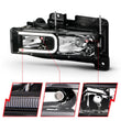 Load image into Gallery viewer, ANZO 1999-2000 Cadillac Escalade Crystal Headlights Light Bar Black Housing (Pair) - Additional View 5