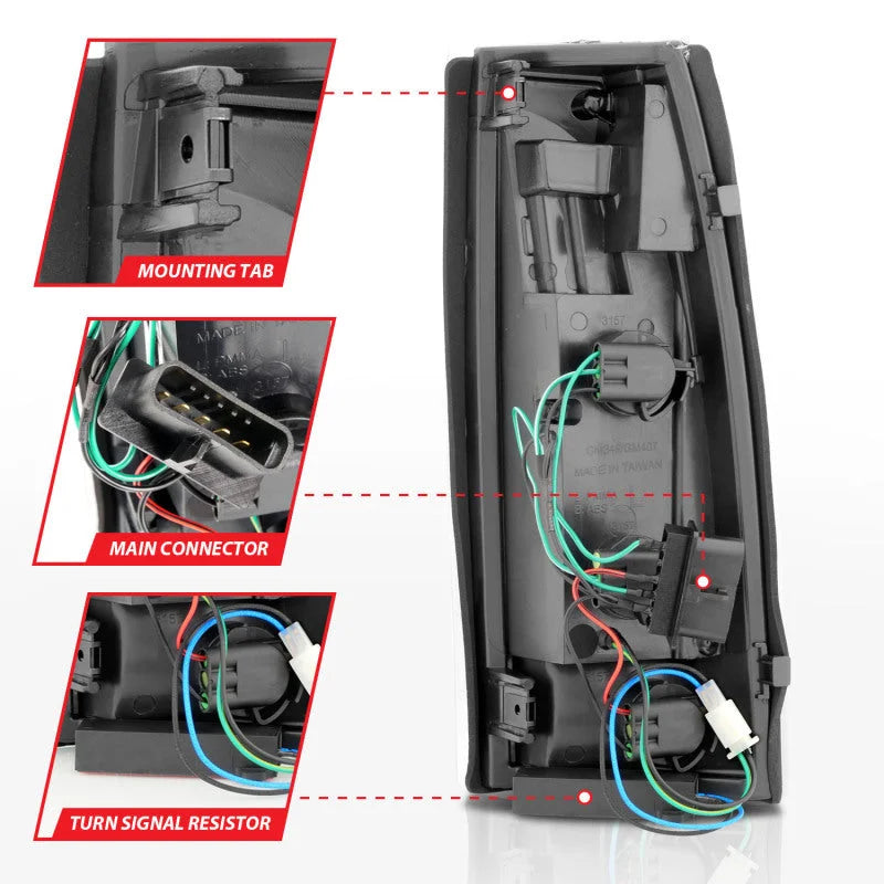 ANZO 1999-2000 Cadillac Escalade LED Taillights Black Housing Clear Lens Pair - Installation View