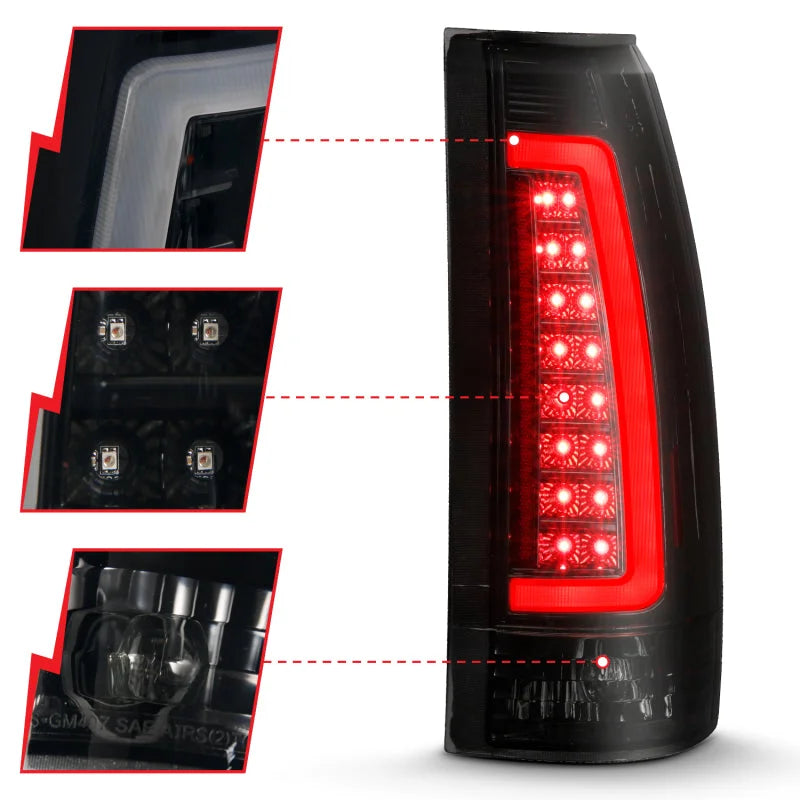 ANZO 1999-2000 Cadillac Escalade LED Taillights Black Housing Smoke Lens Pair - Installation View