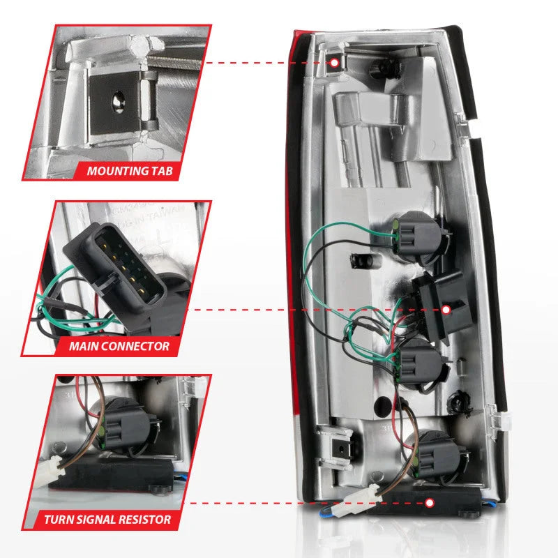 ANZO 1999-2000 Cadillac Escalade LED Taillights Chrome Housing Red/Clear Lens Pair - Side View