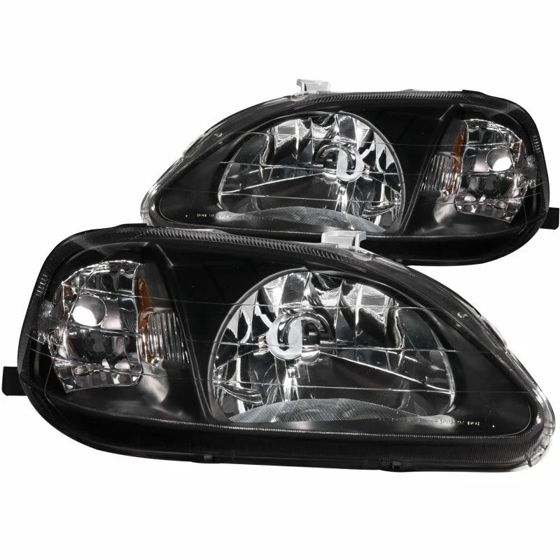 ANZO 1999-2000 Honda Civic Crystal Headlights Black - Main Product View