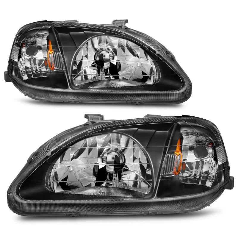 ANZO 1999-2000 Honda Civic Crystal Headlights Black - Additional View 5