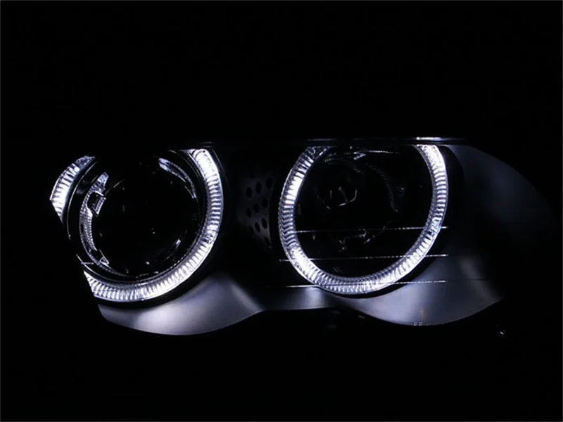 ANZO 1999-2001 BMW 3 Series E46 Projector Headlights w/ Halo Black (CCFL) - Back View