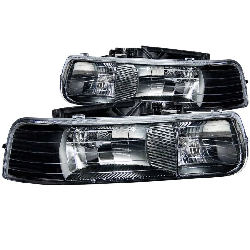 ANZO 1999-2002 Chevrolet Silverado 1500 Crystal Headlights Black - Main Product View
