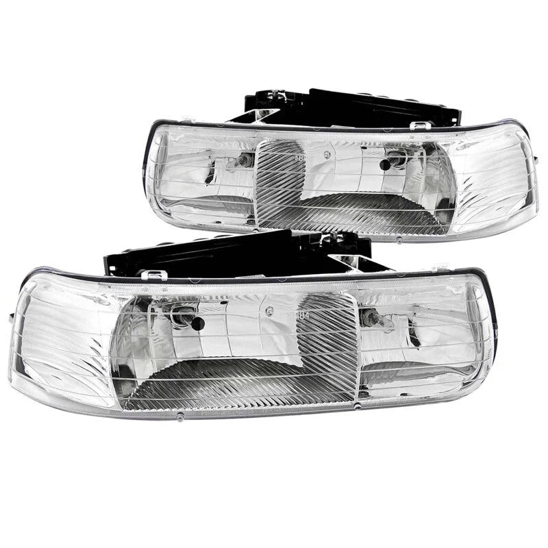 ANZO 1999-2002 Chevrolet Silverado 1500 Crystal Headlights Chrome - Side View