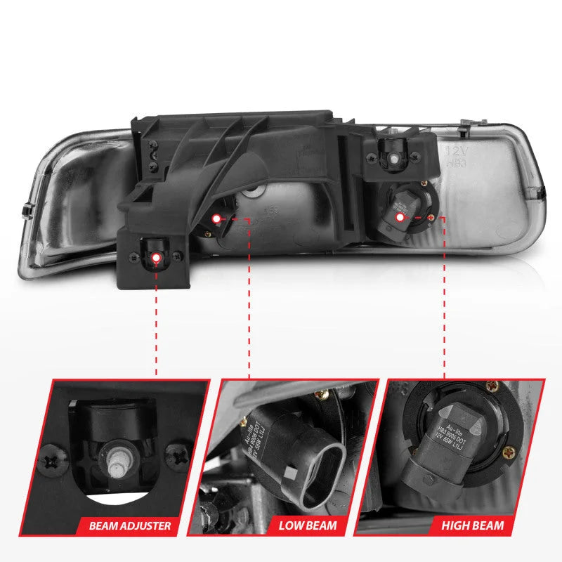 ANZO 1999-2002 Chevrolet Silverado 1500 Crystal Headlights Chrome - Additional View 6