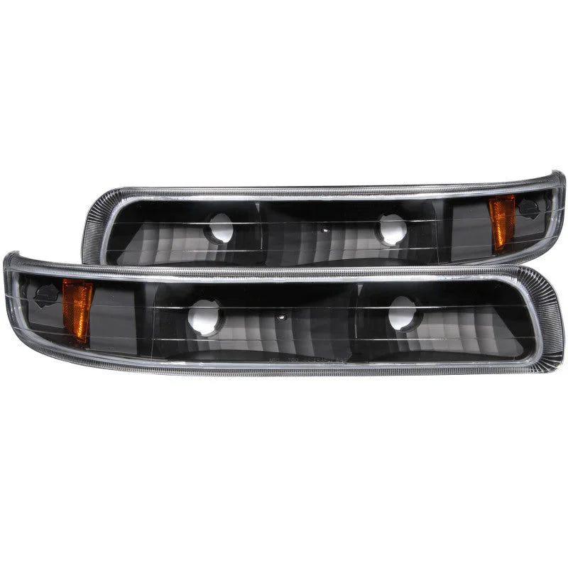 ANZO 1999-2002 Chevrolet Silverado 1500 Euro Parking Lights Black w/ Amber Reflector - Main Product View