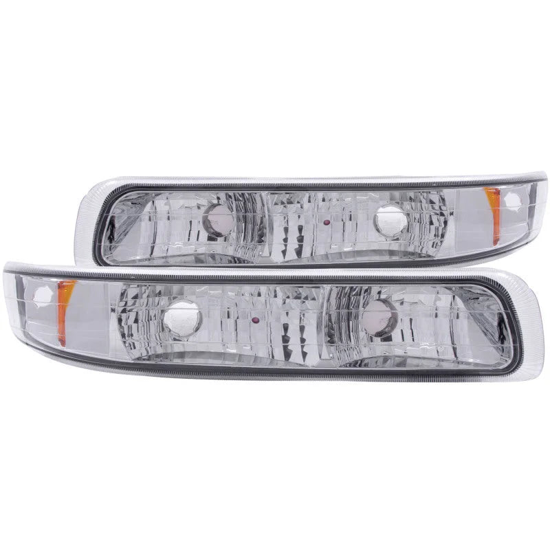 ANZO 1999-2002 Chevrolet Silverado 1500 Euro Parking Lights Chrome w/ Amber Reflector - Main Product View
