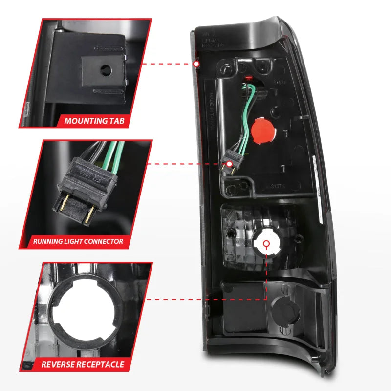 ANZO 1999-2002 Chevy Silverado 1500 LED Taillights Plank Style Black w/Smoke Lens - Additional View 6