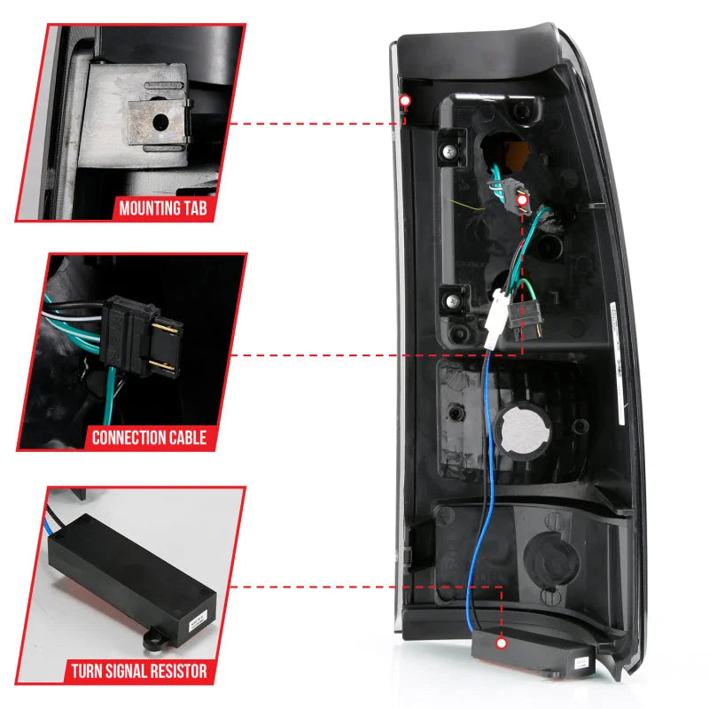 ANZO 1999-2002 Chevy Silverado 1500 LED Taillights Plank Style Black w/Smoke Lens - Additional View 7