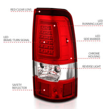 Load image into Gallery viewer, ANZO 1999-2002 Chevy Silverado 1500 LED Taillights Plank Style Chrome With Red/Clear Lens - Back View
