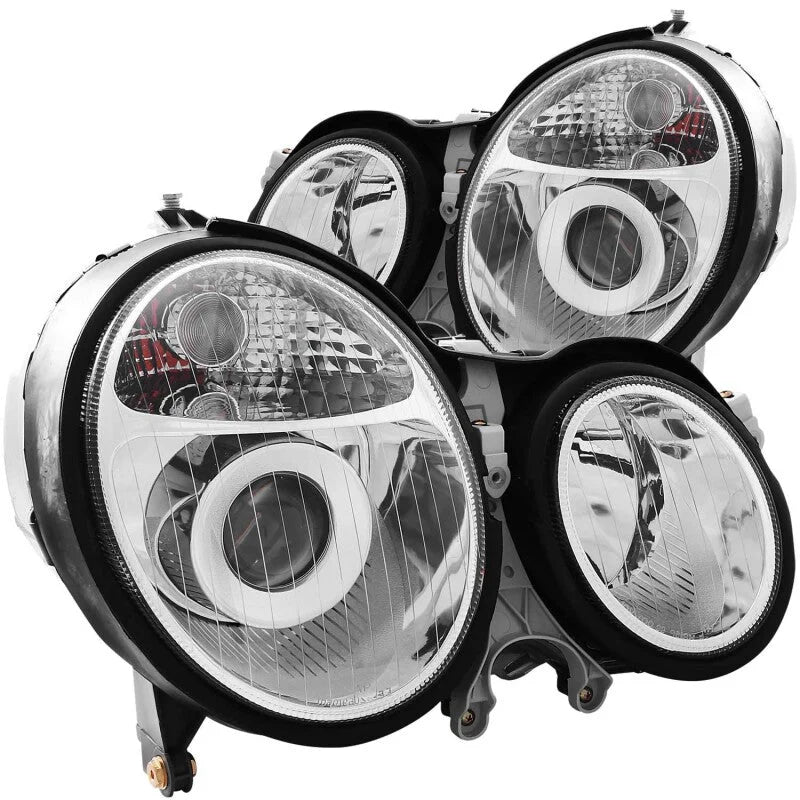 ANZO 1999-2002 Mercedes Benz E Class W210 Projector Headlights Chrome - Main Product View