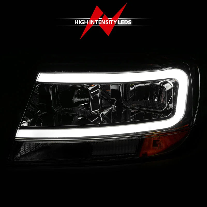 ANZO 1999-2004 Jeep Grand Cherokee Crystal Headlights w/ Light Bar Chrome Housing - Additional View 6