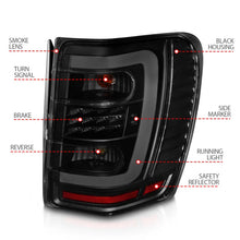 Load image into Gallery viewer, ANZO 1999-2004 Jeep Grand Cherokee LED Tail Lights w/ Light Bar Black Housing Smoke Lens - Installation View