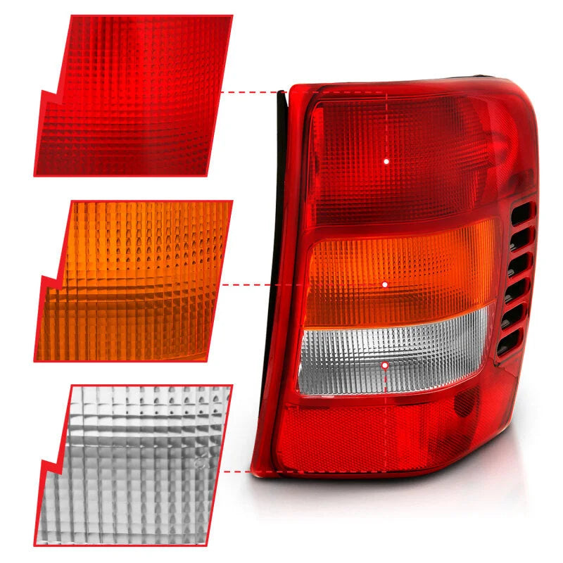 ANZO 1999-2004 Jeep Grand Cherokee Taillight Red/Clear Lens (OE Replacement) - Back View