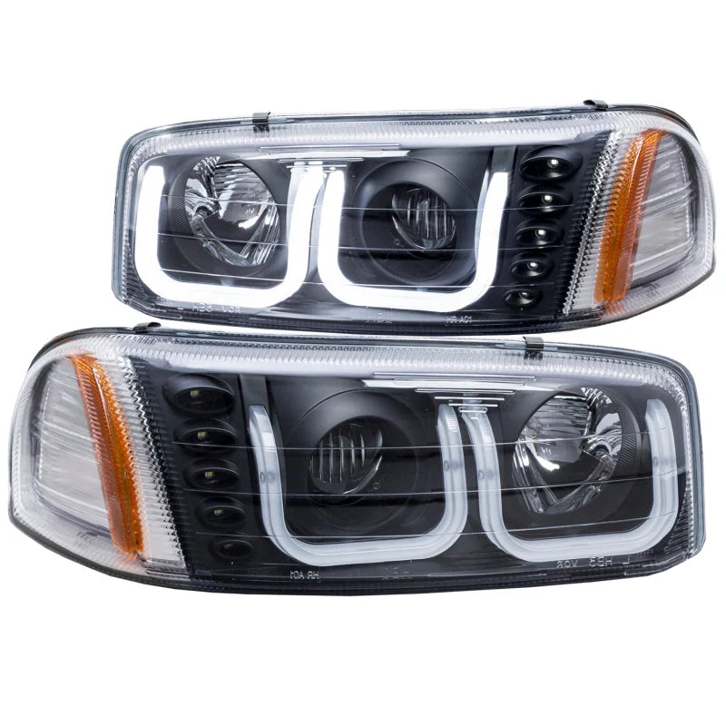 ANZO 1999-2006 Gmc Sierra 1500 Projector Headlights w/ U-Bar Black - Main Product View