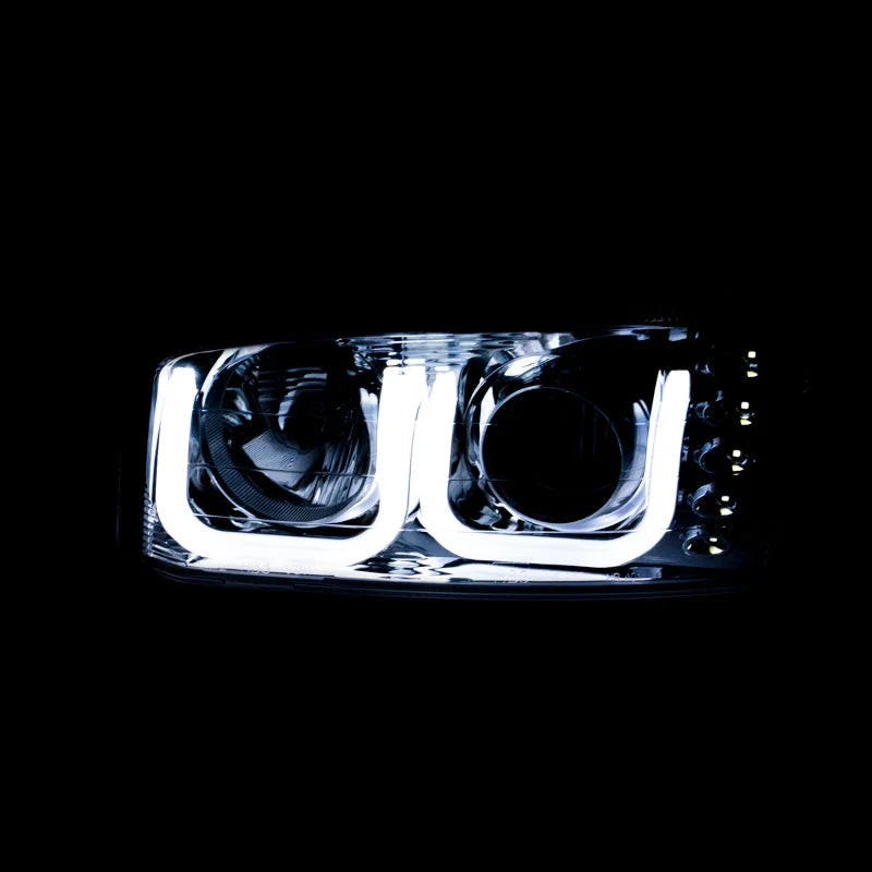 ANZO 1999-2006 Gmc Sierra 1500 Projector Headlights w/ U-Bar Black - Side View