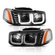 Load image into Gallery viewer, ANZO 1999-2006 Gmc Sierra 1500 Projector Headlights w/ U-Bar Black - Back View