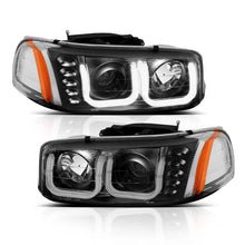 Load image into Gallery viewer, ANZO 1999-2006 Gmc Sierra 1500 Projector Headlights w/ U-Bar Black - Back View