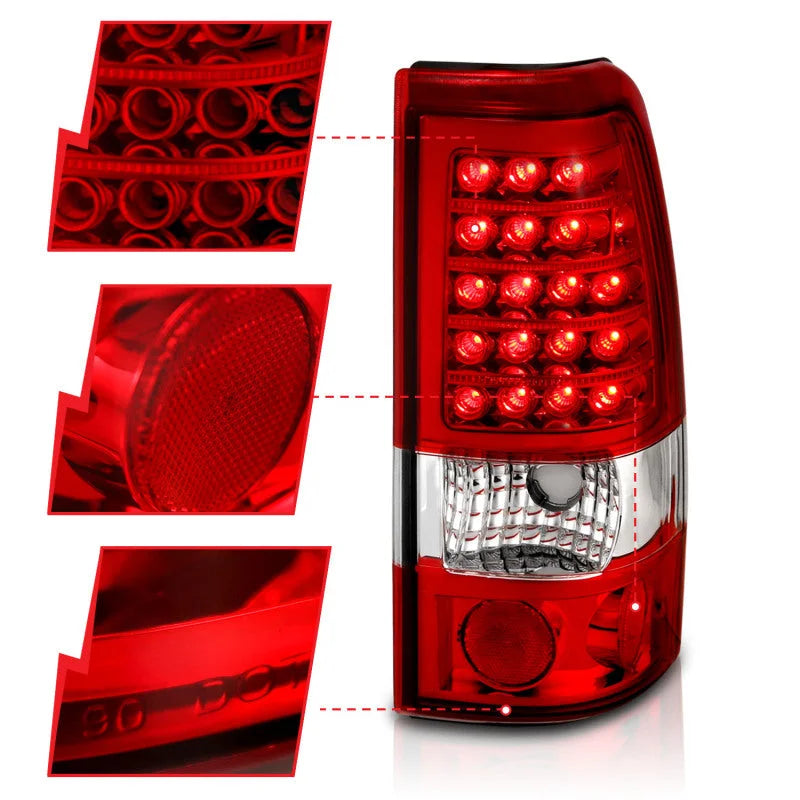 ANZO 1999-2007 Chevrolet Silverado 1500 LED Taillights Red/Clear - Installation View