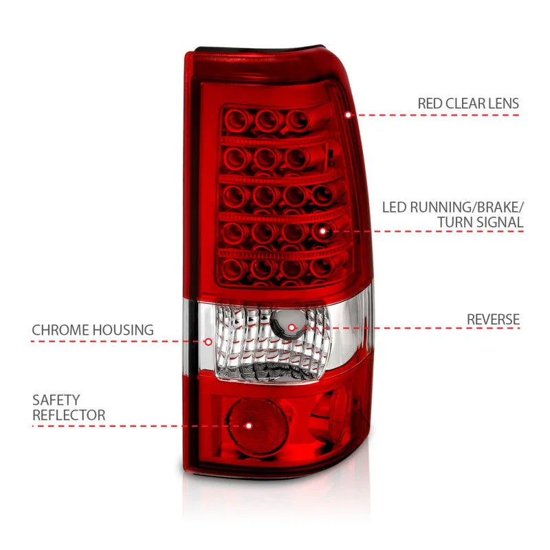 ANZO 1999-2007 Chevrolet Silverado 1500 LED Taillights Red/Clear - Additional View 7