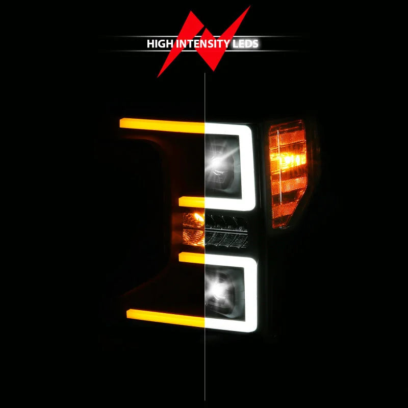 ANZO 20-22 Ford Super Duty (Halogen) Z-Series Full LED Proj Headlights SeqSig - Driver Side ONLY - Main Product View