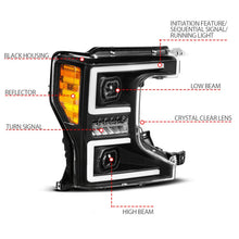 Load image into Gallery viewer, ANZO 20-22 Ford Super Duty (Halogen) Z-Series Full LED Proj Headlights SeqSig - Pass. Side ONLY - Additional View 6