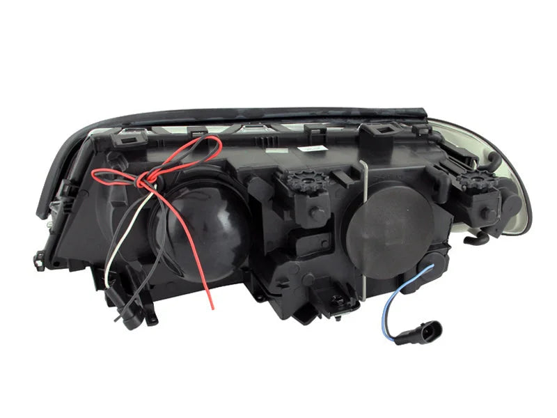 ANZO 2000-2003 BMW 3 Series E46 Projector Headlights w/ Halo Black - Detail View