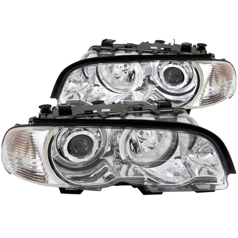 ANZO 2000-2003 BMW 3 Series E46 Projector Headlights w/ Halo Chrome - Main Product View