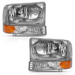 Load image into Gallery viewer, ANZO 2000-2004 Ford Excursion Crystal Headlight w/ Corner Light Chrome Amber (w/o Bulb) - Side View