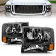 Load image into Gallery viewer, ANZO 2000-2004 Ford Excursion Crystal Headlights Black - Side View
