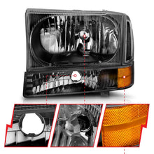 Load image into Gallery viewer, ANZO 2000-2004 Ford Excursion Crystal Headlights Black - Back View