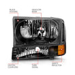 Load image into Gallery viewer, ANZO 2000-2004 Ford Excursion Crystal Headlights Black - Installation View