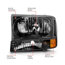 Load image into Gallery viewer, ANZO 2000-2004 Ford Excursion Crystal Headlights Black - Installation View