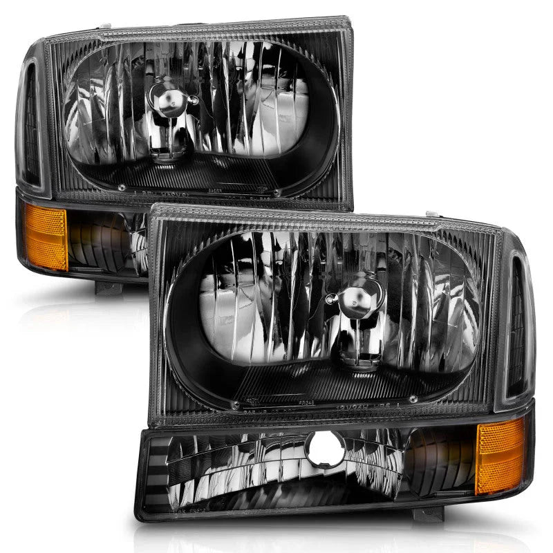 ANZO 2000-2004 Ford Excursion Crystal Headlights Black - Additional View 6