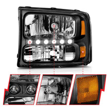 Load image into Gallery viewer, ANZO 2000-2004 Ford Excursion Crystal Headlights Black w/ LED 1pc - Additional View 9