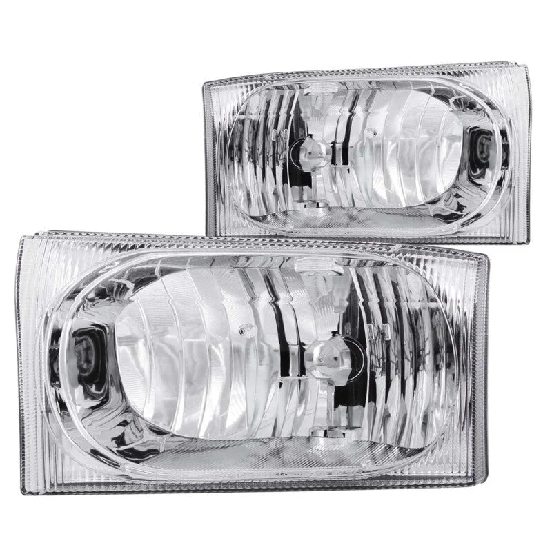 ANZO 2000-2004 Ford Excursion Crystal Headlights Chrome 2pc - Main Product View